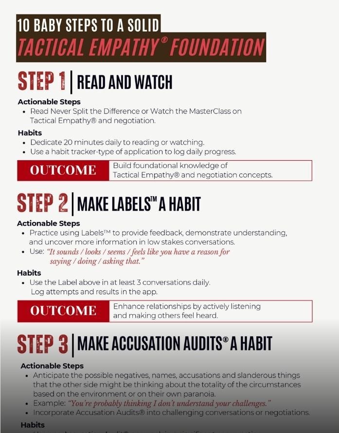 10 Baby Steps to a Solid Tactical Empathy Foundation